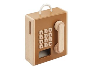 Wooden telephone, children's telephone, toy telephone, beech wood, Montessori, fine motor skills, children's gift idea, baptism gift