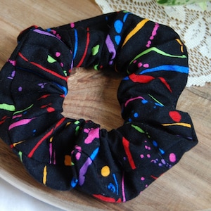 Paint Splatter Scrunchie, Handmade Cotton Hair Ties, Gift for Her, Girls Hair Accessories, Eco-Friendly, Artist, Creative