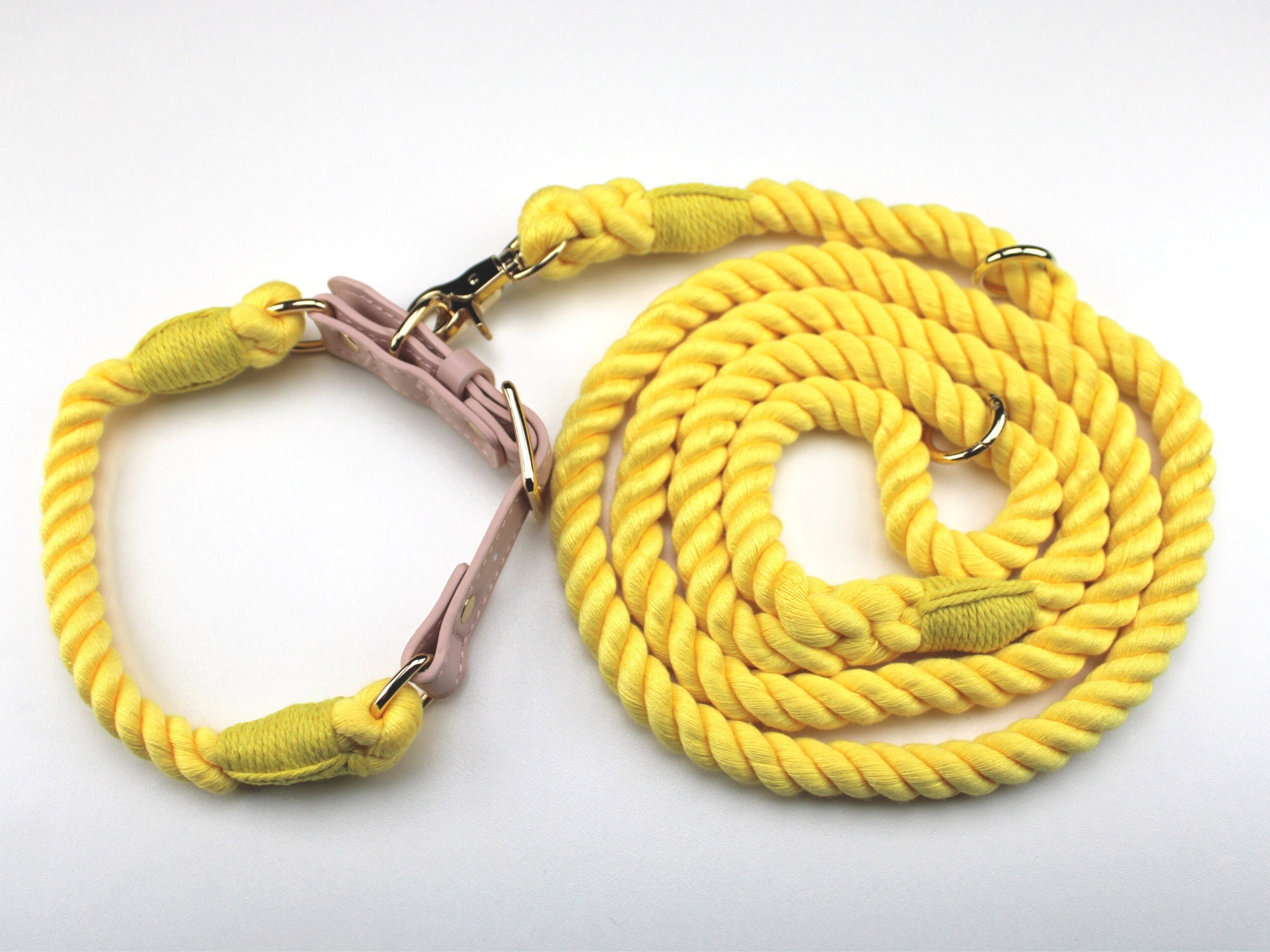 Dog Leash and Collar Set // Yellow Dog Collar and Leash Set Etsy