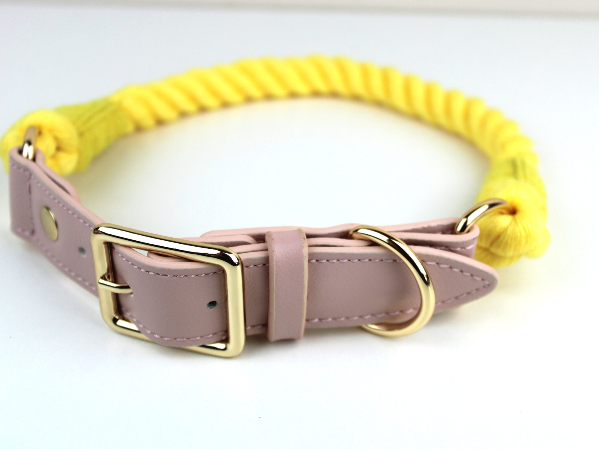 Dog Leash and Collar Set // Yellow Dog Collar and Leash Set Etsy
