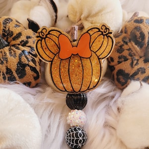 Halloween pumpkin Mouse Badge Reel/cute Halloween gifts/Retractable ID Holder