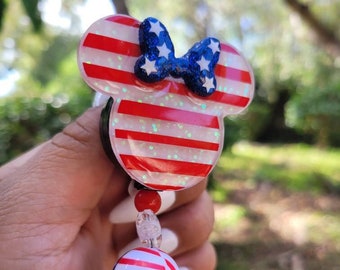 USA badge reel/Retractable ID Holder/ cute gift