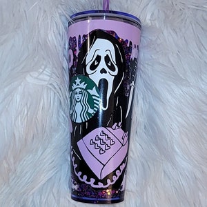 Purple Snowglobe tumbler/ acrylic tumbler/reusable image 5