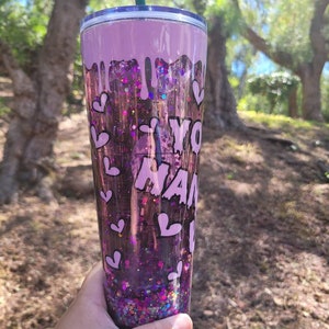 Purple Snowglobe tumbler/ acrylic tumbler/reusable image 4