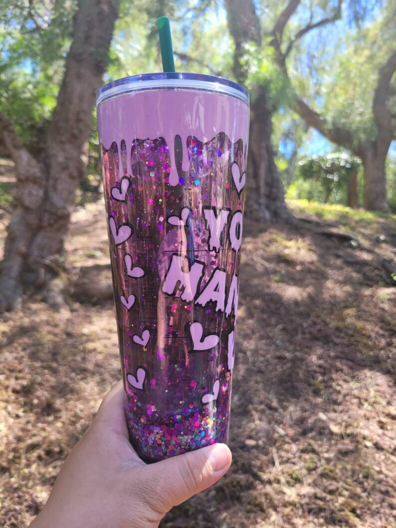 Purple Snowglobe tumbler/ acrylic tumbler/reusable image 4