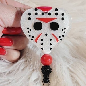 Cute horror heart badge reel/ cute gifts horror gifts/Retractable ID Holder