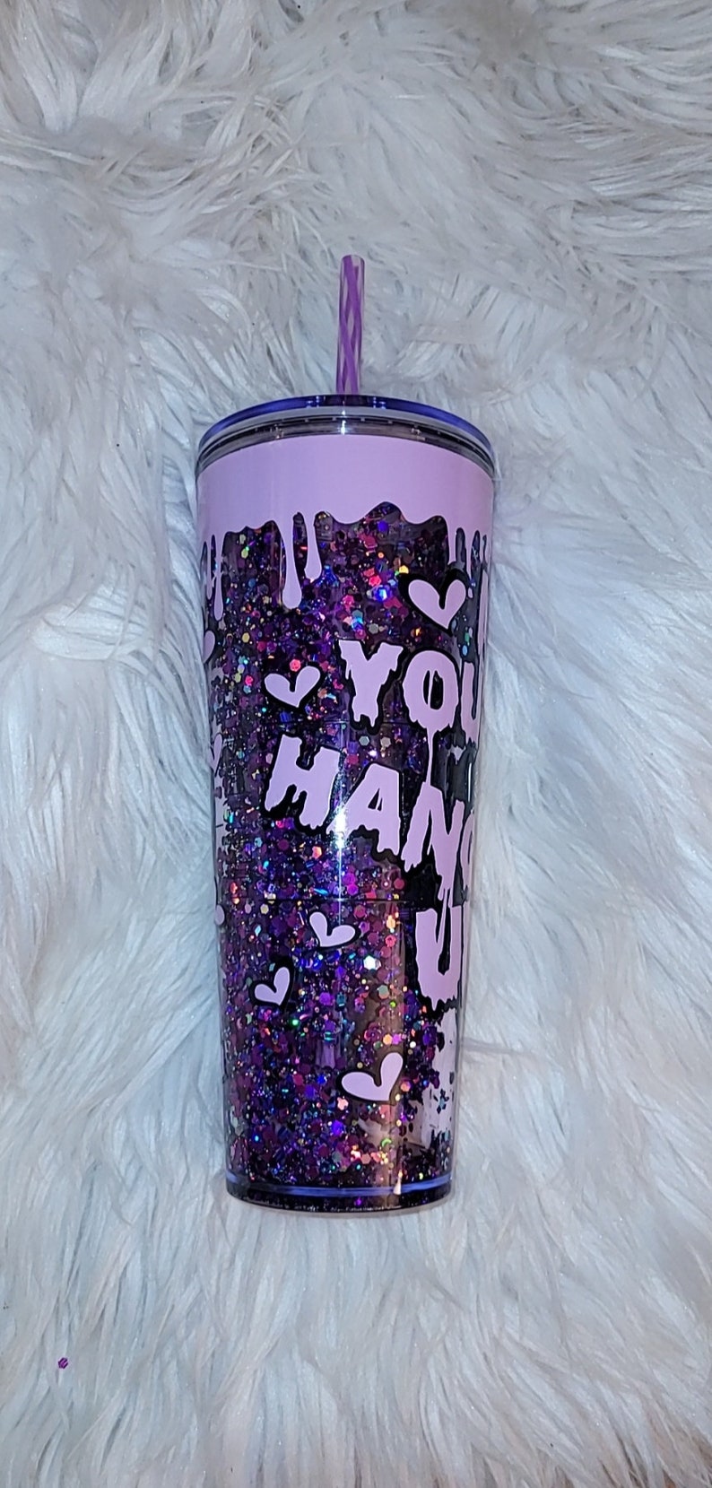 Purple Snowglobe tumbler/ acrylic tumbler/reusable image 9