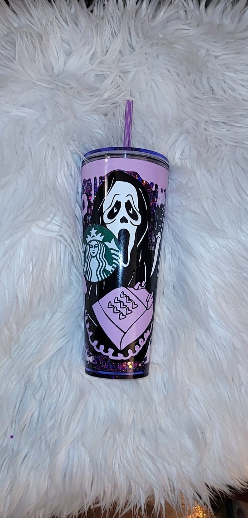Purple Snowglobe tumbler/ acrylic tumbler/reusable image 5