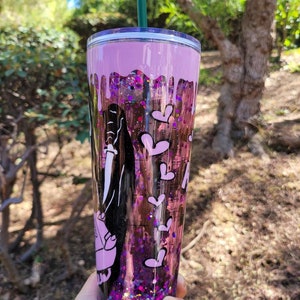 Purple Snowglobe tumbler/ acrylic tumbler/reusable image 3