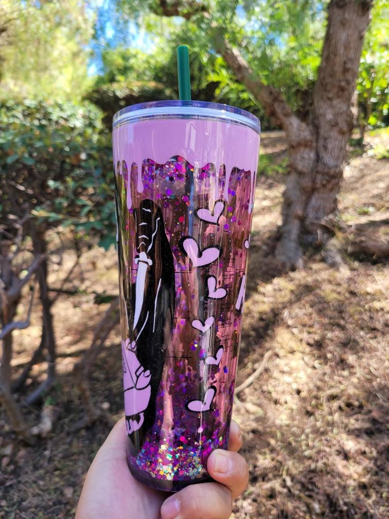 Purple Snowglobe tumbler/ acrylic tumbler/reusable image 3