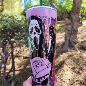 Purple Snowglobe tumbler/ acrylic tumbler/reusable image 1