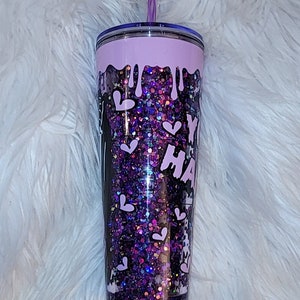 Purple Snowglobe tumbler/ acrylic tumbler/reusable image 7