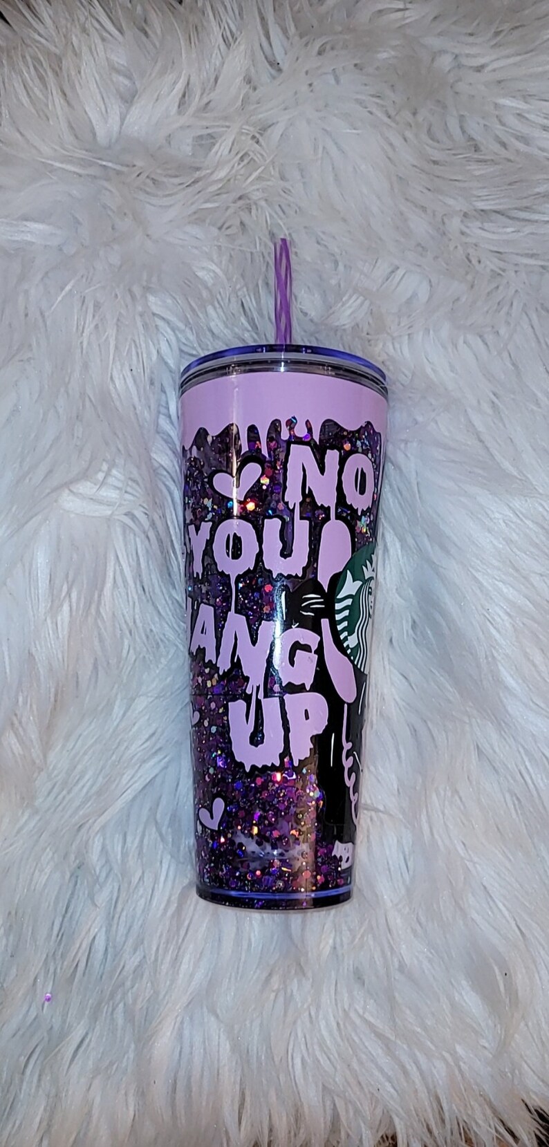 Purple Snowglobe tumbler/ acrylic tumbler/reusable image 6