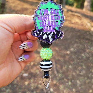 Spooky Beetle man Halloween badge reel / cute halloween gift/Retractable ID Holder