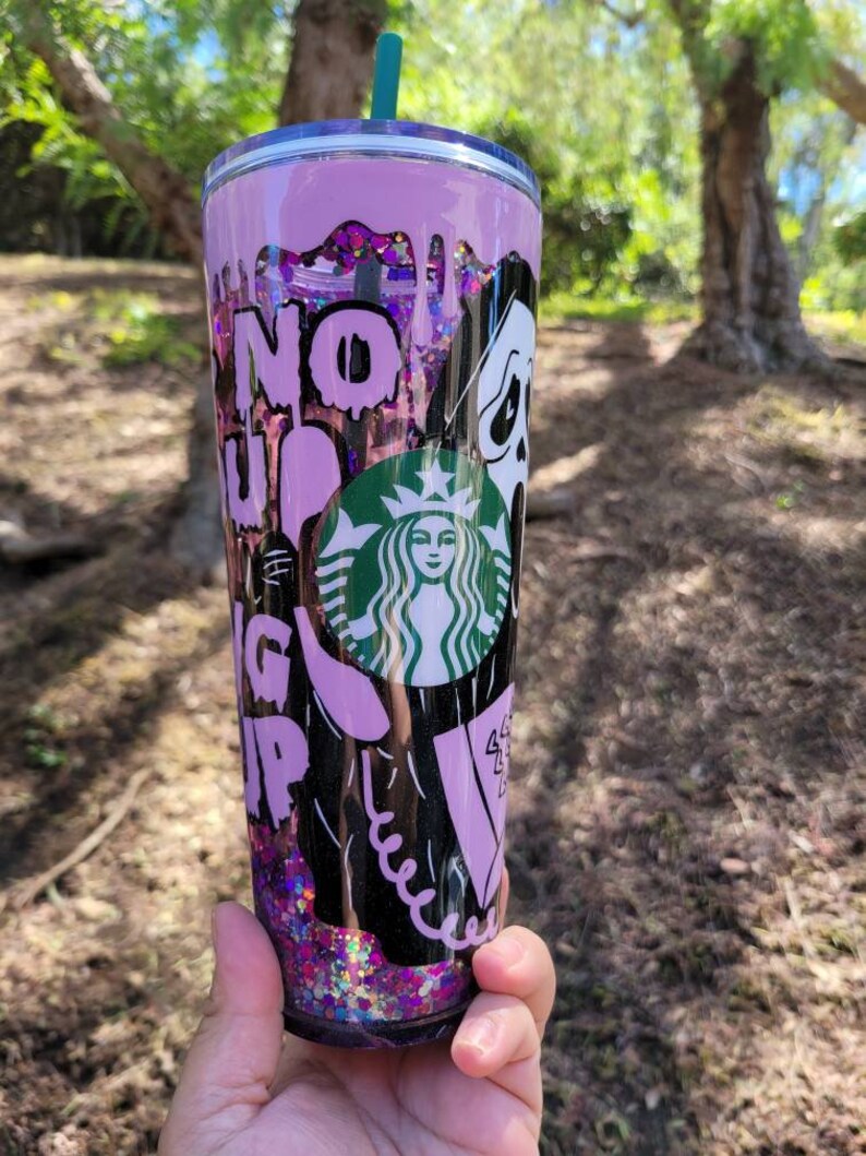 Purple Snowglobe tumbler/ acrylic tumbler/reusable image 2