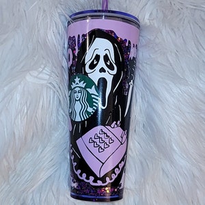 Purple Snowglobe tumbler/ acrylic tumbler/reusable image 8