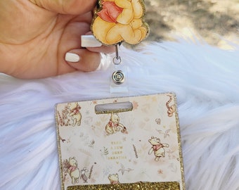 Hunny bear  badge reel /Badge buddy set/ cute gifts/ work accessories