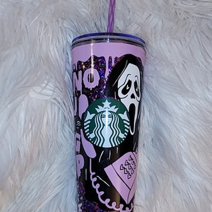 Purple Snowglobe tumbler/ acrylic tumbler/reusable image 10