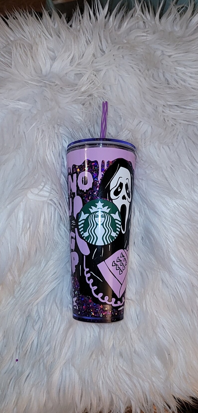 Purple Snowglobe tumbler/ acrylic tumbler/reusable image 10