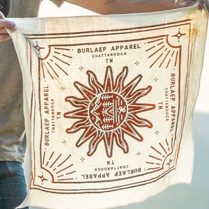 Sundial Bandana | 100% Cotton | Handmade | Screen Printed Bandana | Camping Bandana | Everyday Bandana