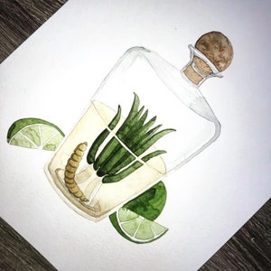 Tequila and lime watercolour original