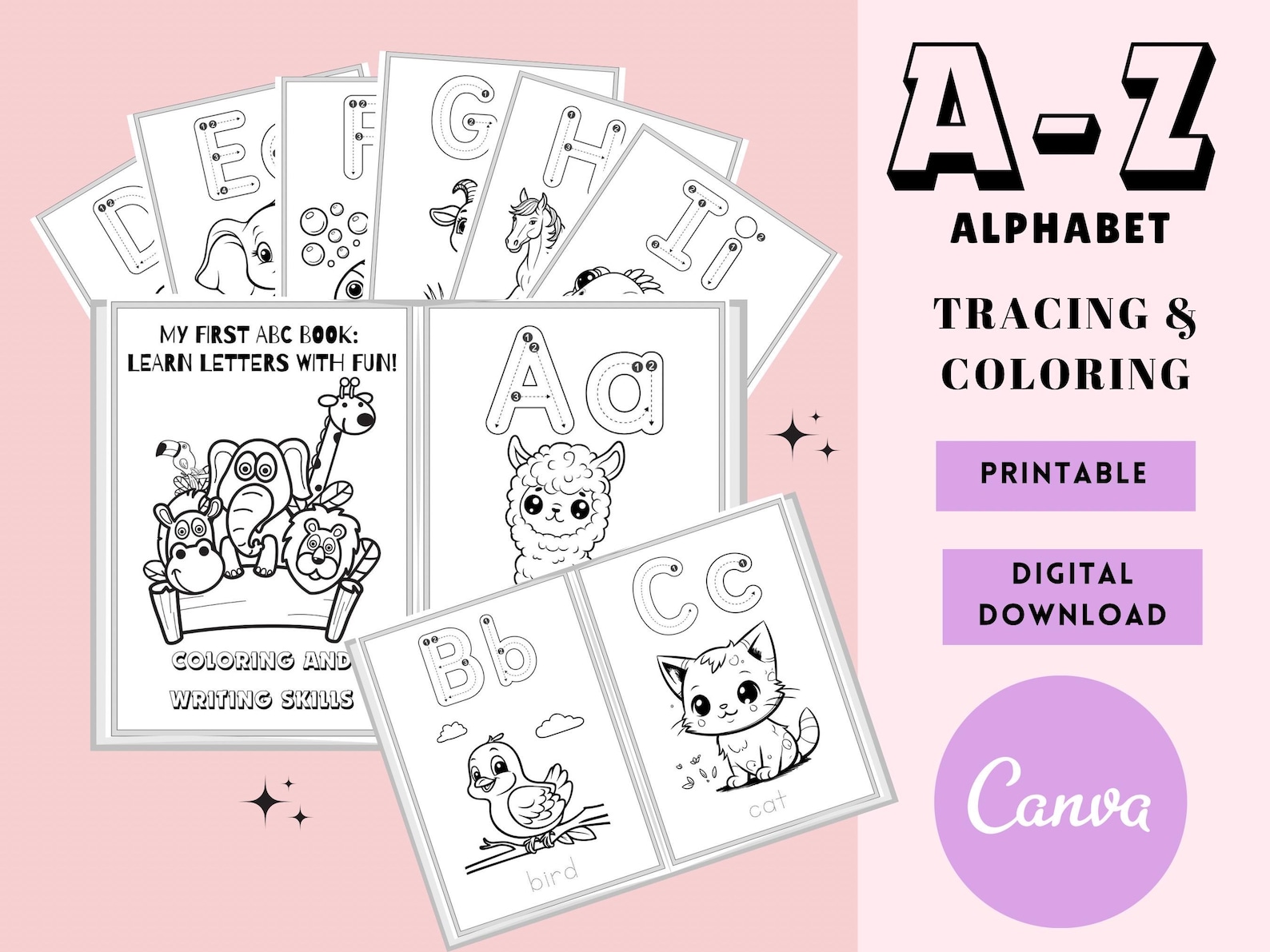 Alphabet Tracing Worksheets ABC Phonics Tracing Book Printable Alphabet ...