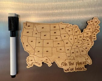 Magnetic USA Travel Map with Marker – Fill-In States Tracker – Compact Travel Keepsake – 5.5” x 3.75”