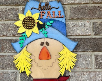 Scarecrow door hanger, Happy Fall, Fall doorhanger, doorsign, Scarecrow, fall decor, fall decoration