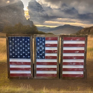 Distressed American Flag, American Flag Wall art, American Flag, Wooden American Flag, 3 piece American Flag, USA Flag
