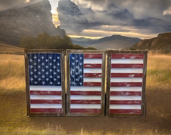Distressed American Flag, American Flag Wall art, American Flag, Wooden American Flag, 3 piece American Flag, USA Flag