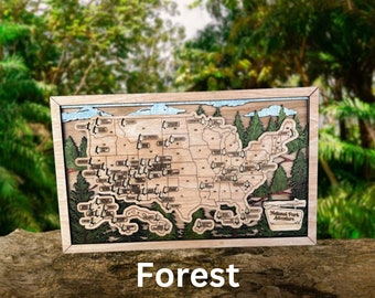 U.S.A. National Parks, National Park Travel Map, US Travel Map, family road trip tracker, travel, gift for hiker, national parks, custom