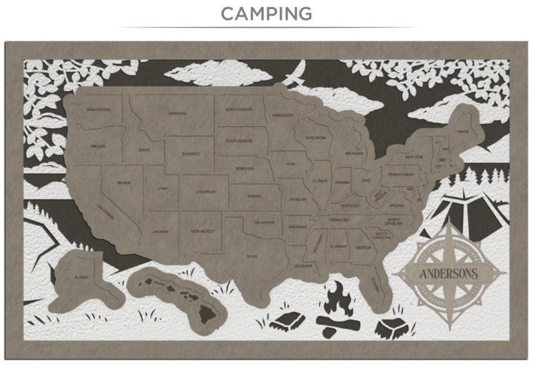 USA Travel Map, Our Travels Map, Couples Map, Travel Map, Adventure Awaits. Wedding gift, anniversary gift, United States Relationship gifts Camping