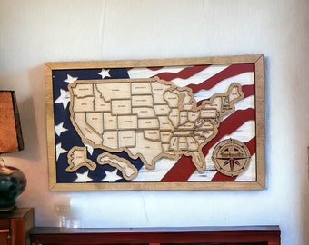 USA Travel Map, Our Travels Map, Couples Map, Travel Map, Adventure Awaits. Wedding gift, anniversary gift, United States Relationship gifts