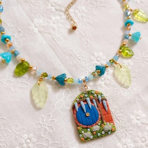 Blue Door Glass Beaded Chain Necklace
