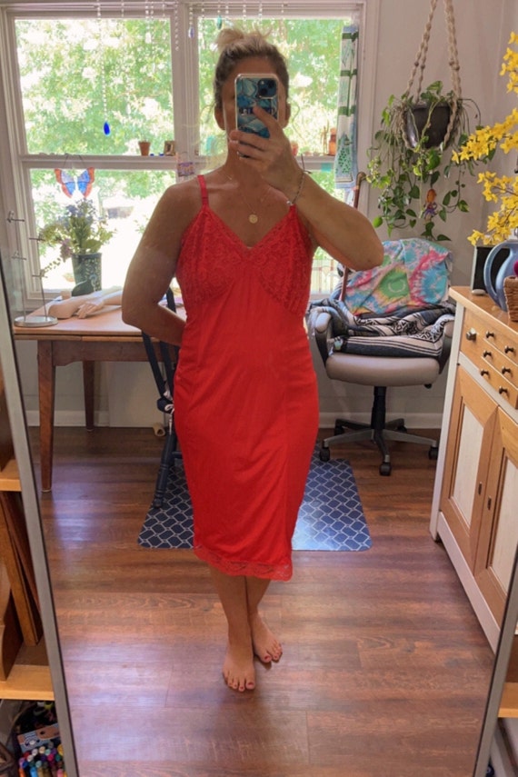 vintage red lace slip Gem