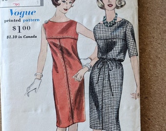 1961 Slim Dress Sheath w Yoke size 16 bust 36 complete vintage Vogue 5305 sewing pattern 1960s