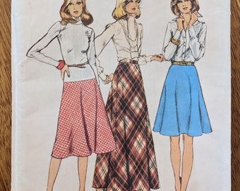 1974 Bias Skirt Long Midi Knee Lengths size 10 waist 25 complete uncut FF vintage Simplicity 6573 sewing pattern 1970s