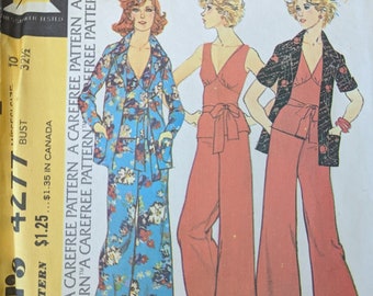 1974 Jacket Blazer Pants and Wrap Top w Tie Waist size 10 bust 32.5 complete vintage McCall's 4277 sewing pattern