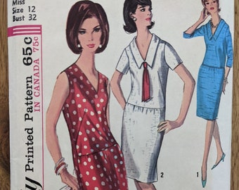 1964 Drop-Waist Dress size 12 bust 32 complete uncut vintage Simplicity 5778 sewing pattern 1960s