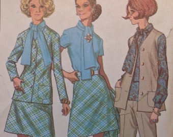 1970 bust 41 size 18 1/2 Jacket Vest Blouse A-line Skirt Pants McCall's 2317 vintage sewing pattern 1970s 1960s