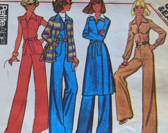 1977 Jumpsuit + Jacket complete "Petite-able" Quick & Easy vintage McCall's 5623 sewing pattern size 8 bust 31.5 for Knit Fabrics