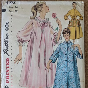 1954 Duster Negligee Housecoat Jacket Size 12 or 14 Bust 30 or - Etsy