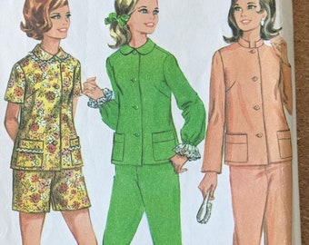 1968 Pajamas size 18 bust 38 Pants Shorts Top w lace trim complete uncut vintage McCall's 9480 sewing pattern 1960s