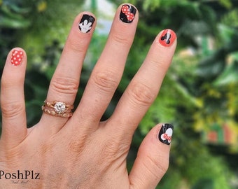 Mickey and Minnie-Inspired Mani Nail Wraps |  Cartoon Magic at Your Fingertips | At home Nails | Nail Art | Nail Strips | Nail Stickers