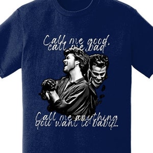 George Michael / Wham LIMITED EDITION Only 10 of EACH Size & Colour I'm Your Man Unisex Premium 100% Cotton Tshirt Navy