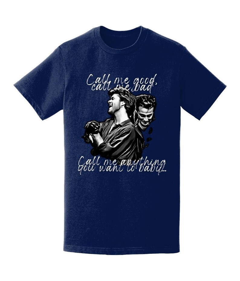 George Michael / Wham LIMITED EDITION Only 10 of EACH Size & Colour I'm Your Man Unisex Premium 100% Cotton Tshirt Navy