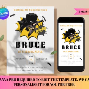 Editable Invitation Superheroes Birthday Boy Digital Printable Birthday Party Kids Birthday Super Heroes Birthday Invitation Editable Invite