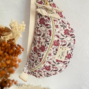 Sac Banane Femme  -   Velours milleraie Fleuri Indy rose foncé - Velvet Fanny Pack, Bum bag, Gürteltasche, belt bag