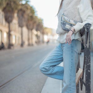 Sac Banane - Toile de jouy bleue