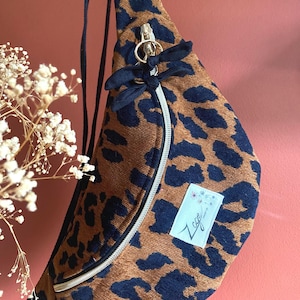 Sac Banane Femme  -   Velours milleraie léopard marron - Velvet Fanny Pack, Bum bag, Gürteltasche, belt bag